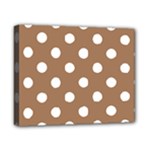 Polka Dots - White on French Beige Canvas 10  x 8  (Stretched)