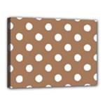 Polka Dots - White on French Beige Canvas 16  x 12  (Stretched)