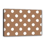 Polka Dots - White on French Beige Canvas 18  x 12  (Stretched)