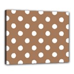 Polka Dots - White on French Beige Canvas 20  x 16  (Stretched)