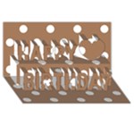 Polka Dots - White on French Beige Happy Birthday 3D Greeting Card (8x4)