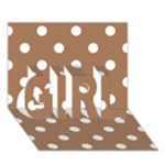 Polka Dots - White on French Beige GIRL 3D Greeting Card (7x5)