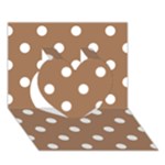 Polka Dots - White on French Beige Heart 3D Greeting Card (7x5)
