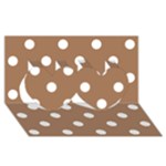 Polka Dots - White on French Beige Twin Hearts 3D Greeting Card (8x4)