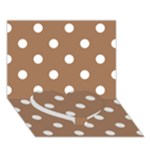 Polka Dots - White on French Beige Heart Bottom 3D Greeting Card (7x5)