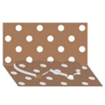 Polka Dots - White on French Beige Twin Heart Bottom 3D Greeting Card (8x4)