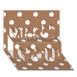 Polka Dots - White on French Beige Miss You 3D Greeting Card (7x5)