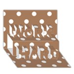 Polka Dots - White on French Beige WORK HARD 3D Greeting Card (7x5)