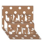 Polka Dots - White on French Beige TAKE CARE 3D Greeting Card (7x5)