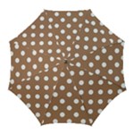 Polka Dots - White on French Beige Golf Umbrella