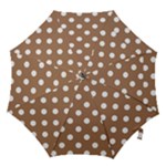 Polka Dots - White on French Beige Hook Handle Umbrella (Large)
