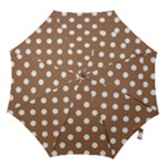 Polka Dots - White on French Beige Hook Handle Umbrella (Small)