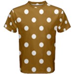 Polka Dots - White on Golden Brown Men s Cotton Tee