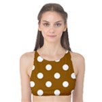 Polka Dots - White on Golden Brown Tank Bikini Top