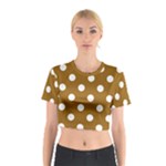 Polka Dots - White on Golden Brown Cotton Crop Top