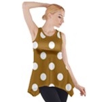Polka Dots - White on Golden Brown Side Drop Tank Tunic
