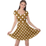 Polka Dots - White on Golden Brown Cap Sleeve Dress