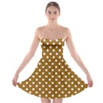 Polka Dots - White on Golden Brown Strapless Bra Top Dress