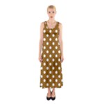 Polka Dots - White on Golden Brown Full Print Maxi Dress