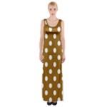Polka Dots - White on Golden Brown Maxi Thigh Split Dress