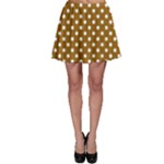 Polka Dots - White on Golden Brown Skater Skirt