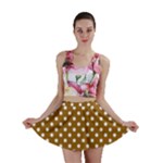 Polka Dots - White on Golden Brown Mini Skirt