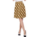 Polka Dots - White on Golden Brown A-Line Skirt