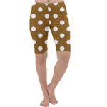 Polka Dots - White on Golden Brown Cropped Leggings