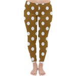 Polka Dots - White on Golden Brown Winter Leggings