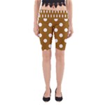 Polka Dots - White on Golden Brown Yoga Cropped Leggings