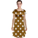 Polka Dots - White on Golden Brown Cap Sleeve Nightdress