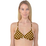 Polka Dots - White on Golden Brown Reversible Tri Bikini Top