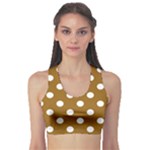 Polka Dots - White on Golden Brown Women s Sports Bra
