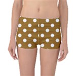 Polka Dots - White on Golden Brown Boyleg Bikini Bottoms