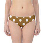 Polka Dots - White on Golden Brown Hipster Bikini Bottoms