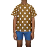 Polka Dots - White on Golden Brown Kid s Short Sleeve Swimwear