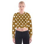 Polka Dots - White on Golden Brown Women s Cropped Sweatshirt
