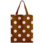 Polka Dots - White on Golden Brown Zipper Classic Tote Bag