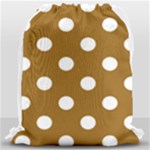Polka Dots - White on Golden Brown Drawstring Bag (Large)