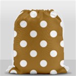 Polka Dots - White on Golden Brown Drawstring Bag (Small)