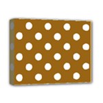 Polka Dots - White on Golden Brown Deluxe Canvas 14  x 11  (Stretched)