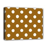 Polka Dots - White on Golden Brown Deluxe Canvas 20  x 16  (Stretched)