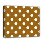 Polka Dots - White on Golden Brown Deluxe Canvas 24  x 20  (Stretched)