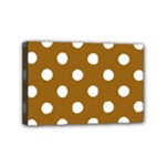 Polka Dots - White on Golden Brown Mini Canvas 6  x 4  (Stretched)