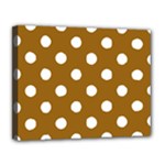 Polka Dots - White on Golden Brown Canvas 14  x 11  (Stretched)