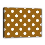Polka Dots - White on Golden Brown Canvas 16  x 12  (Stretched)