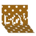Polka Dots - White on Golden Brown BOY 3D Greeting Card (7x5)