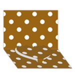 Polka Dots - White on Golden Brown Heart Bottom 3D Greeting Card (7x5)