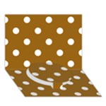 Polka Dots - White on Golden Brown Circle Bottom 3D Greeting Card (7x5)