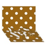 Polka Dots - White on Golden Brown LOVE Bottom 3D Greeting Card (7x5)